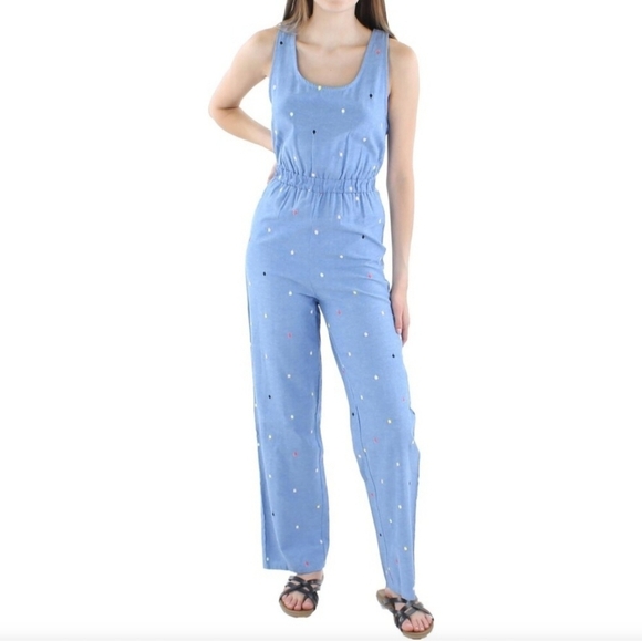 Thompson Pants - Thompson Light Blue Jumpsuit with Dots